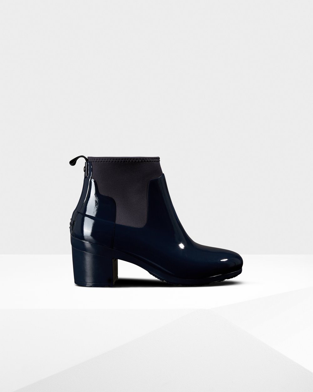 Botas De Salto Hunter Feminina Azul Marinho - Refined Slim Fit Gloss Mid - 81IOAWEFR